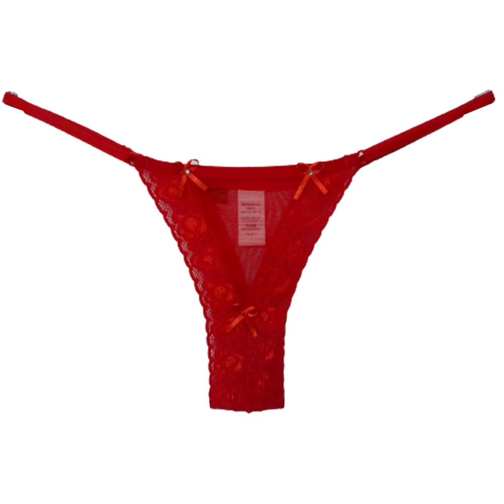 Calcinha Em Tule E Renda Com Regulagem Vermelho Sensuallelingerie 5824