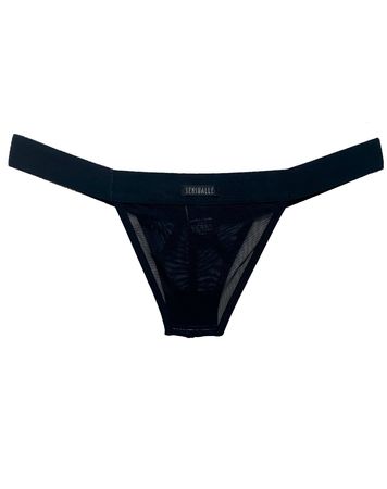 Calcinha-Tipo-Cueca-Feminina-em-Tule-com-Elastico-Exposto-Preto