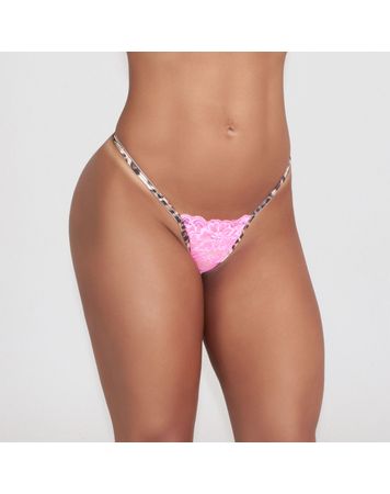 Calcinha-Fio-Dental-em-Renda-com-Detalhe-Animal-Print-Pink-Neon